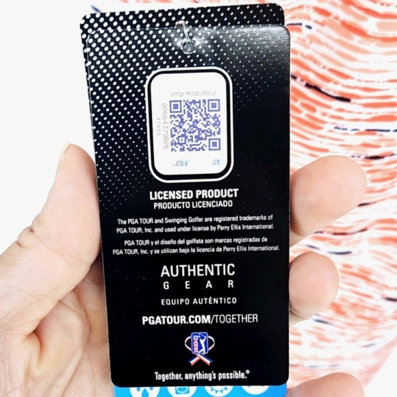 PGA TOUR Wmns Fusion Coral Pebble Beach Print Sleeveless Golf Shirt Top M NWT - Picture 11 of 12